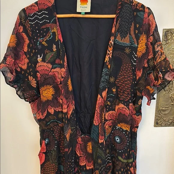 FARM Rio Black and Orange Flutter Sleeve Maxi Sundress - Picture 11 of 11